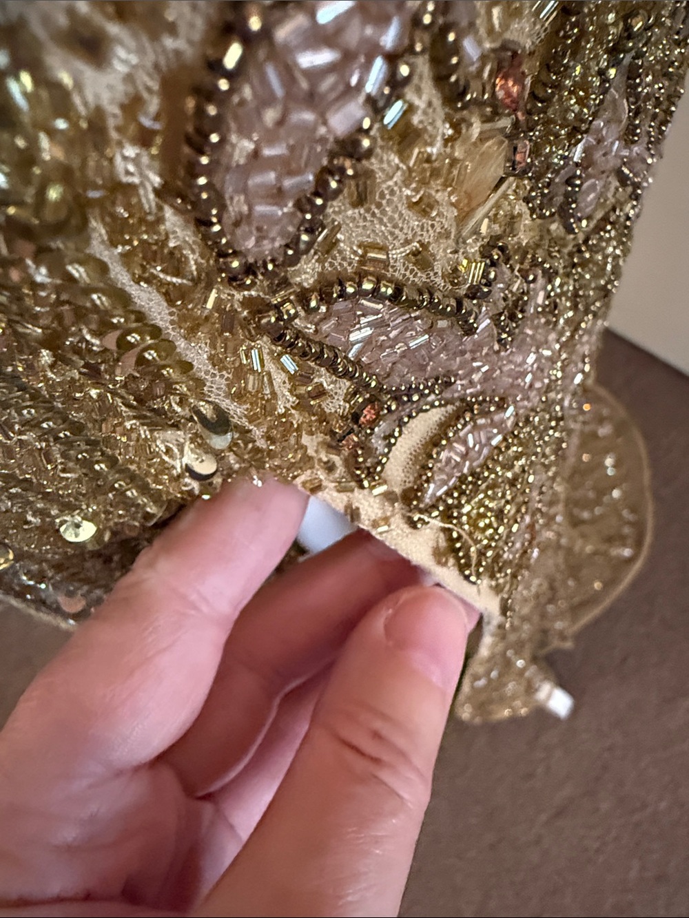 MAC DUGGAL Gold Beaded Floral Sleeveless Gown - Picture 7 of 17